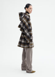 Checked Wool Duffle Coat - Brown Multi - CO Collections